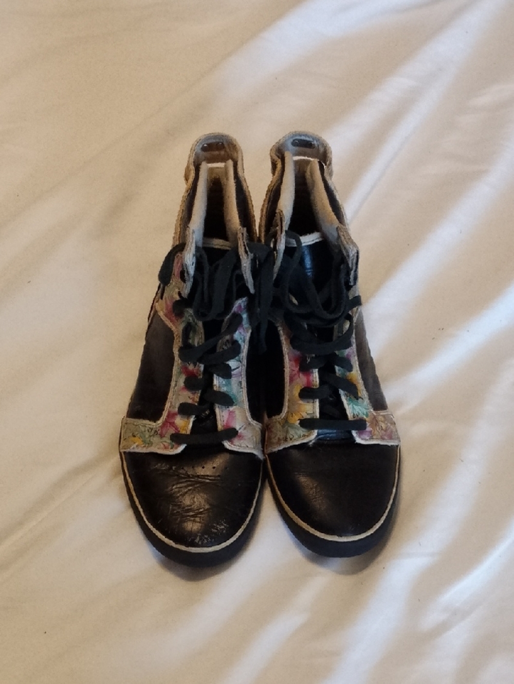Supra Women's Black High-Top Sneakers with Floral Multicolor Panels